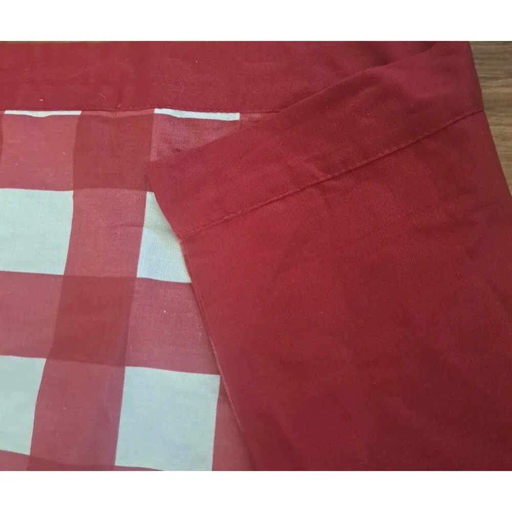 Red Plaid Curtain Valance Scalloped Checked Farmhouse Country Cottage 60x14